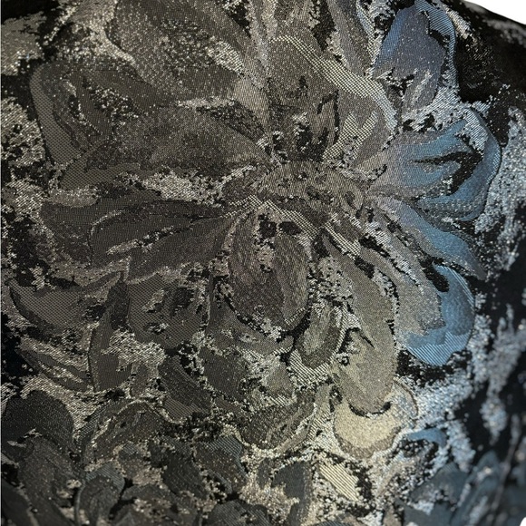 VTG 90s Black Gray Metallic Brocade Floral Sheath Dress Topper Jacket. SZ 14 - Picture 5 of 16